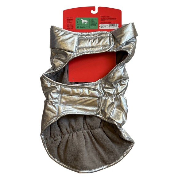 Boots & Barkley Silver Puffer Dog Coat Size L Warm Winter Pet Vest - Picture 4 of 4